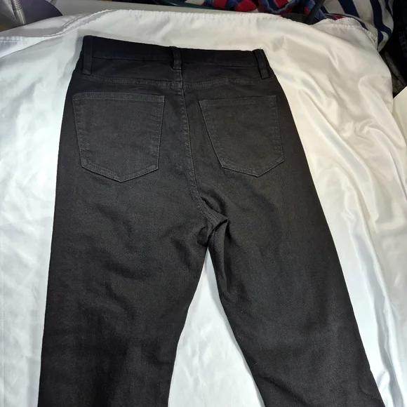 GIRL.ISH Distressed High Rise Raw Hem Flare Black Jean Size 5/27 L.A. Designer - Picture 9 of 11